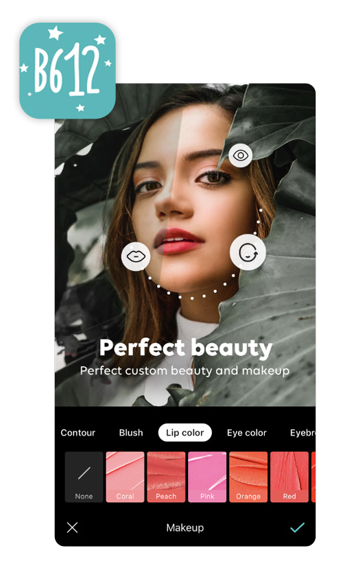 UI of B612 to put on eye makeup